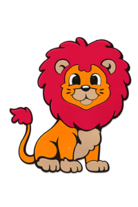 Colorful Lion EVA Foam Wall Sticker for classrooms, play schools, nurseries, and kids' rooms. Child-safe wall decoration measuring 33 cm x 49 cm.
