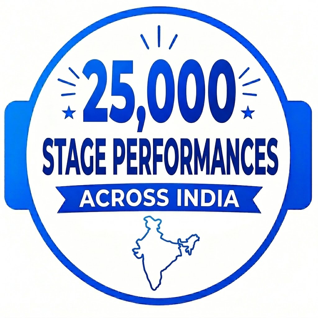 Magician Nath celebrating the milestone of 25,000 stage magic performances across India.