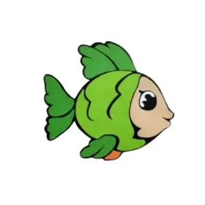 Fish Educational Wall Sticker for Kids featuring a colorful green cartoon fish design